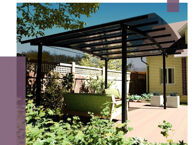 Навесы для террасы в Шарыпове от 12884 руб. под ключ | ПРОЛЁТ-Шрп