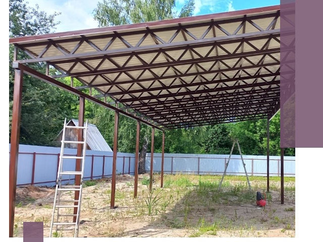 Односкатные навесы под ключ в Шарыпове — изготовление и монтаж