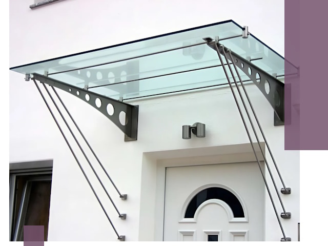 Козырьки над входом под ключ в Шарыпове — изготовление и монтаж